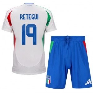Fotbalové Dres Itálie Mateo Retegui #19 Dětské Venkovní Oblečení ME 2024 Krátký Rukáv (+ trenýrky)